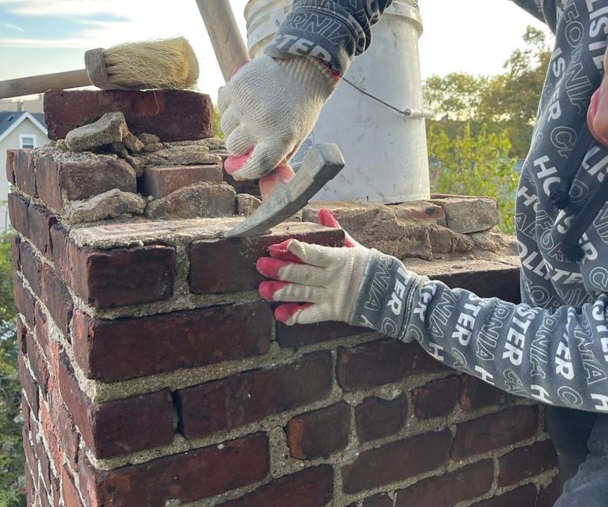 Chimney brick pointing detail